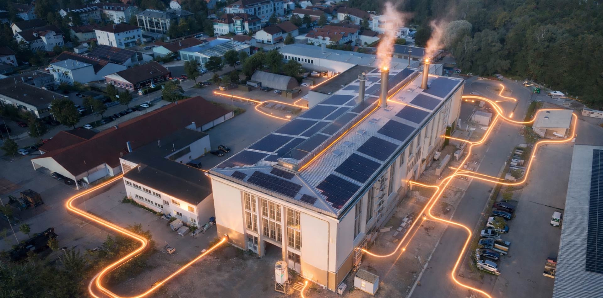 KI-Bild Fernwärmeleitungen um Boden unter den Straßen